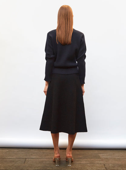 jupe midi maille smockée