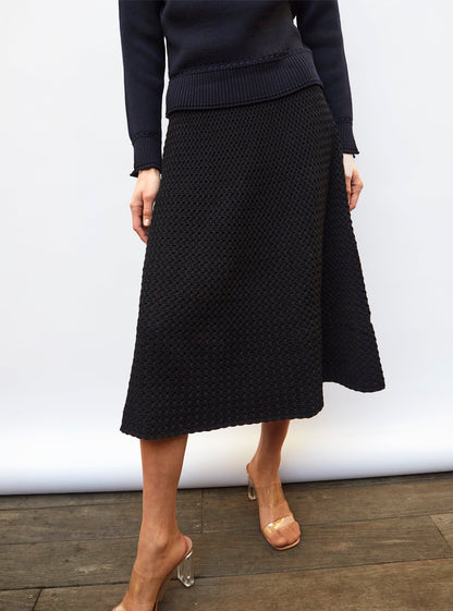 jupe midi maille smockée