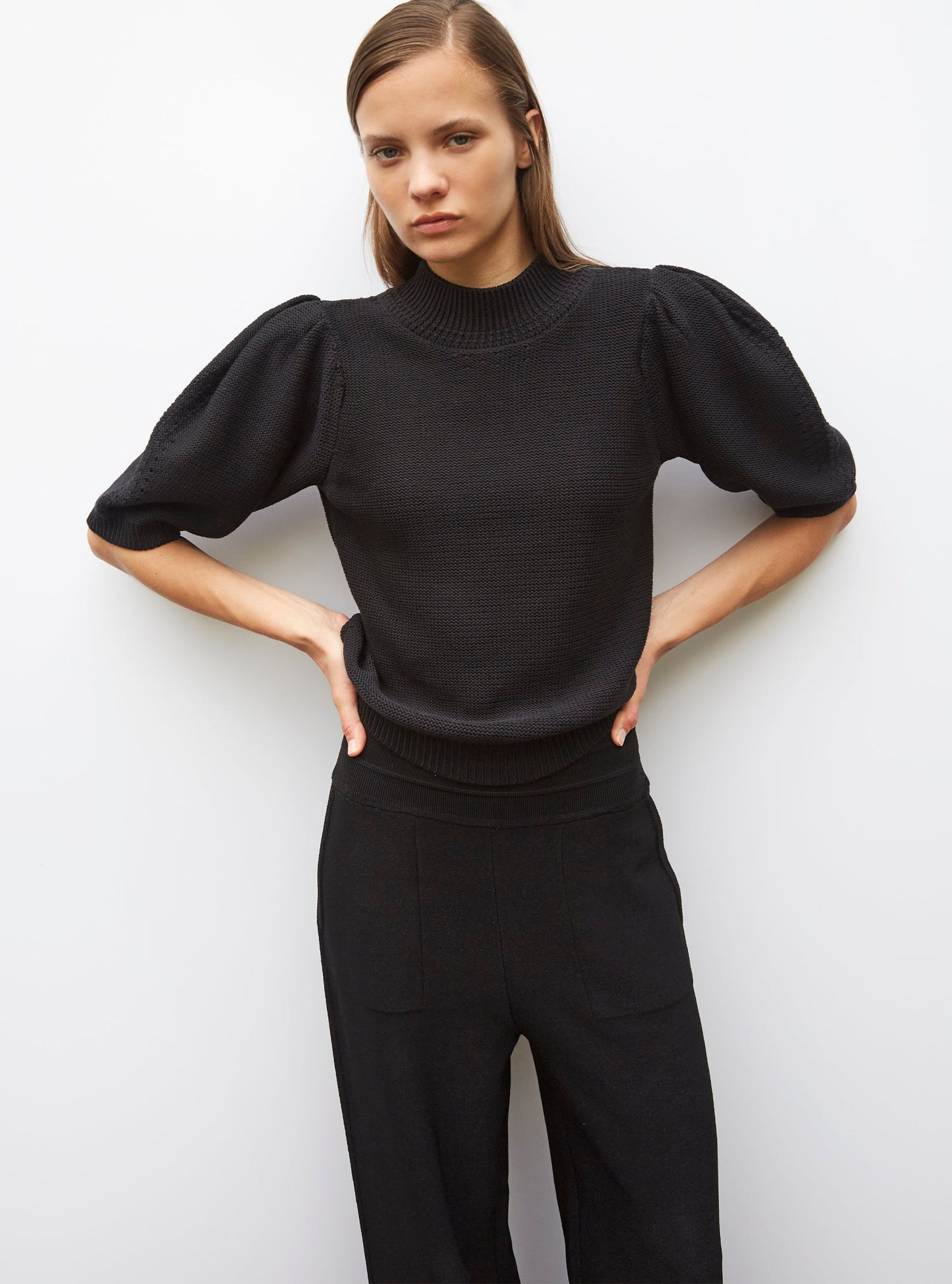 top en maille manches bouffantes