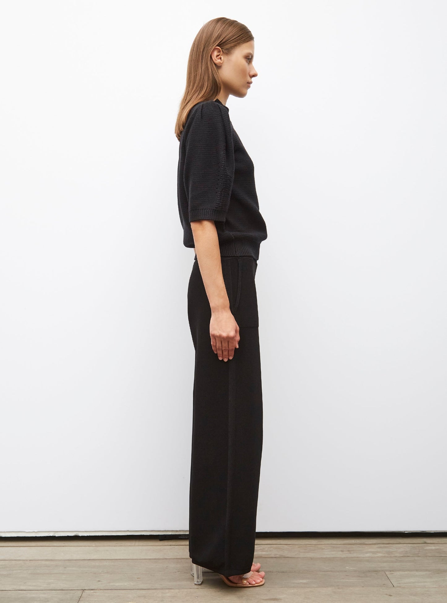 top en maille manches bouffantes