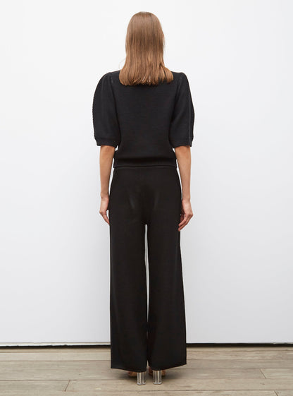 top en maille manches bouffantes