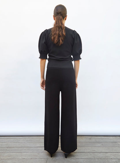 top à détails en maille smockée