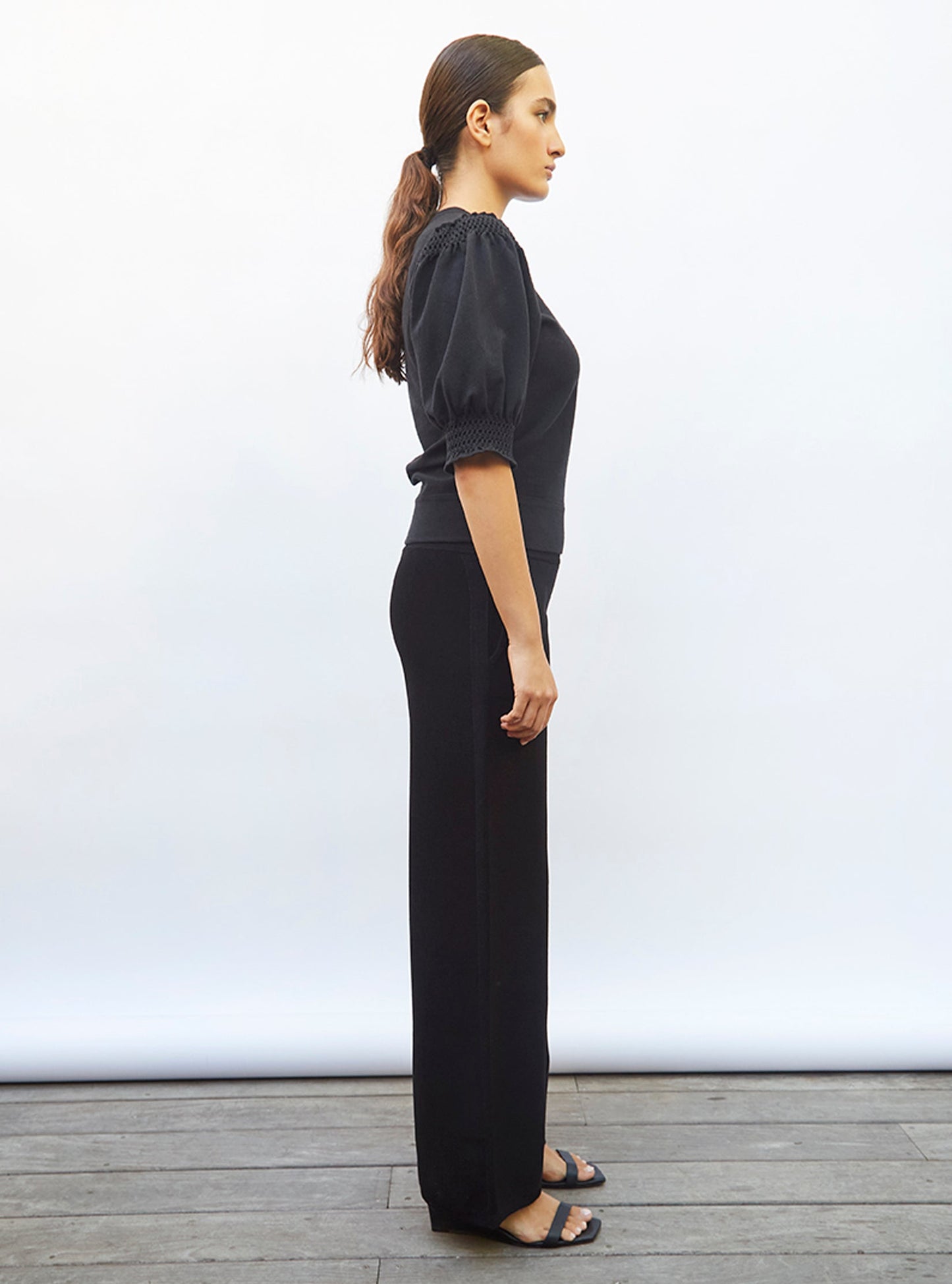 top à détails en maille smockée