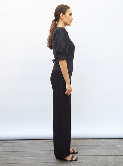 top à détails en maille smockée
