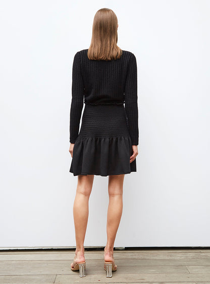 jupe courte en maille smockée
