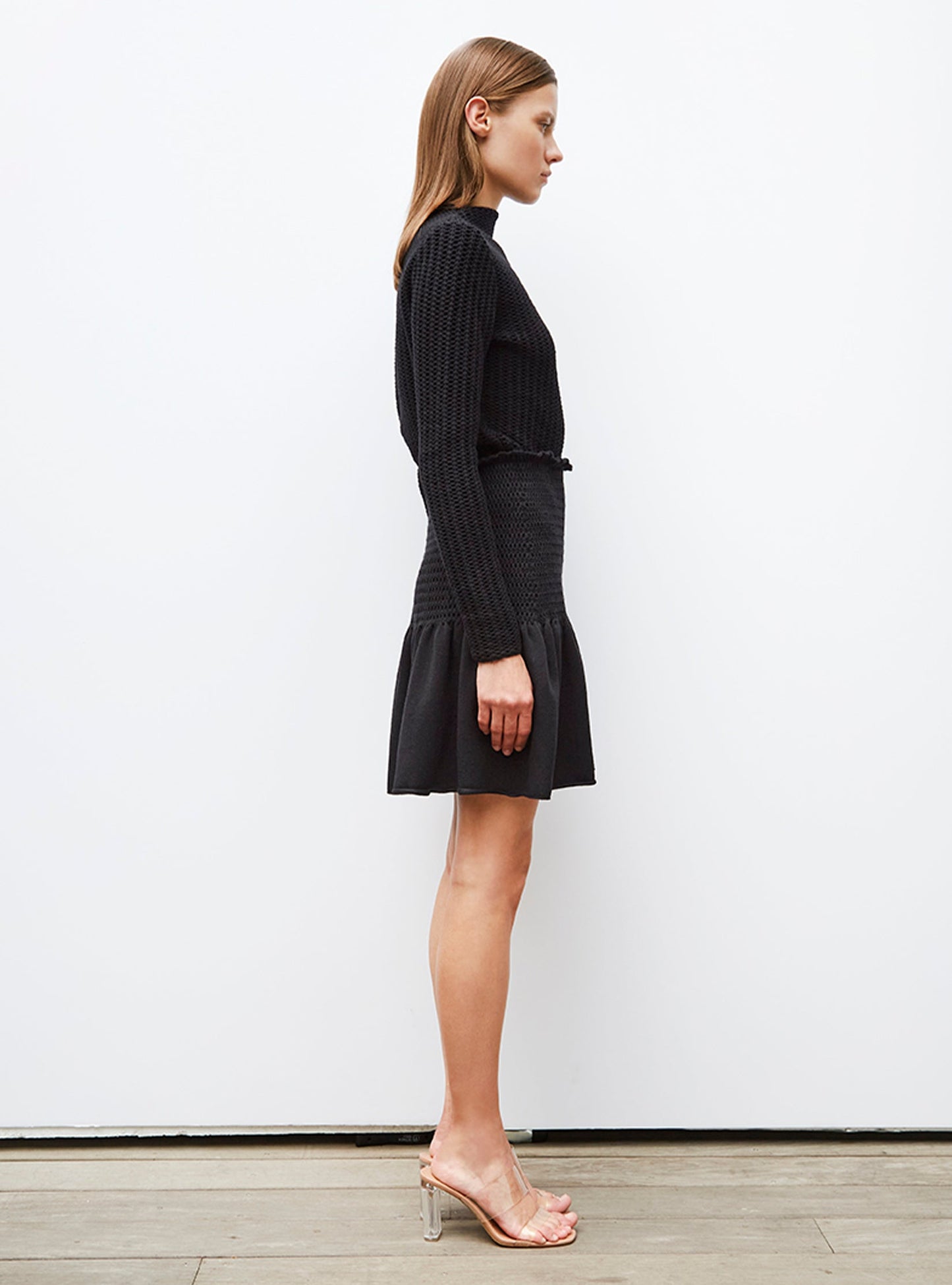 jupe courte en maille smockée