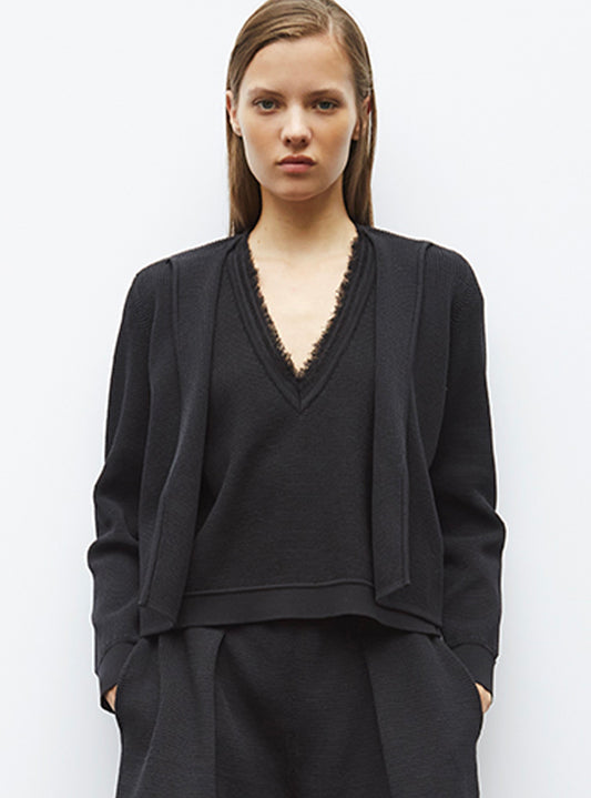 veste en maille mini côte piquée