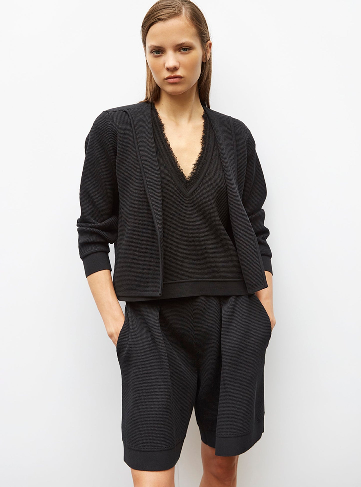 veste en maille mini côte piquée