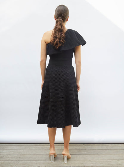 jupe midi maille smockée