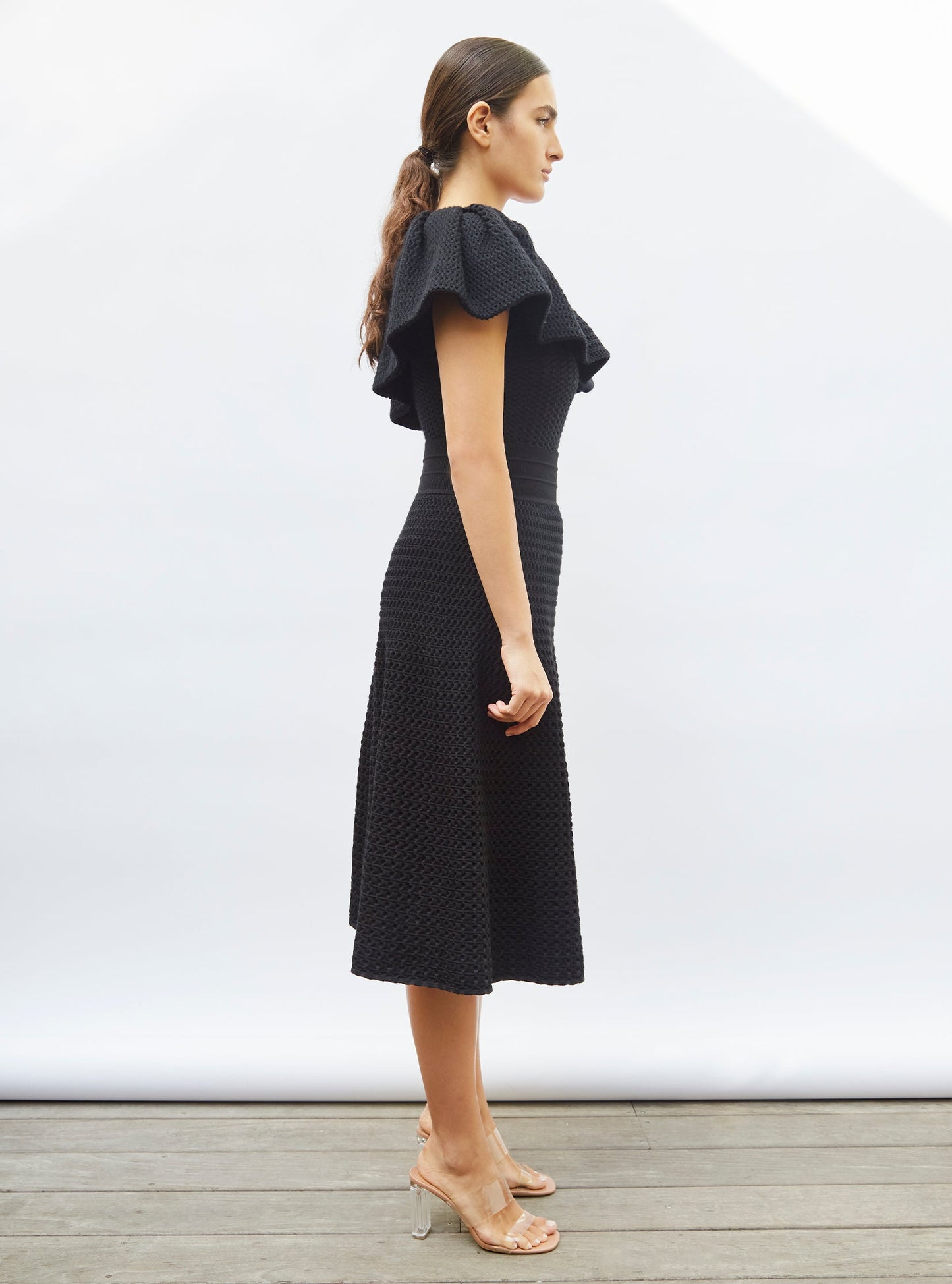 jupe midi maille smockée