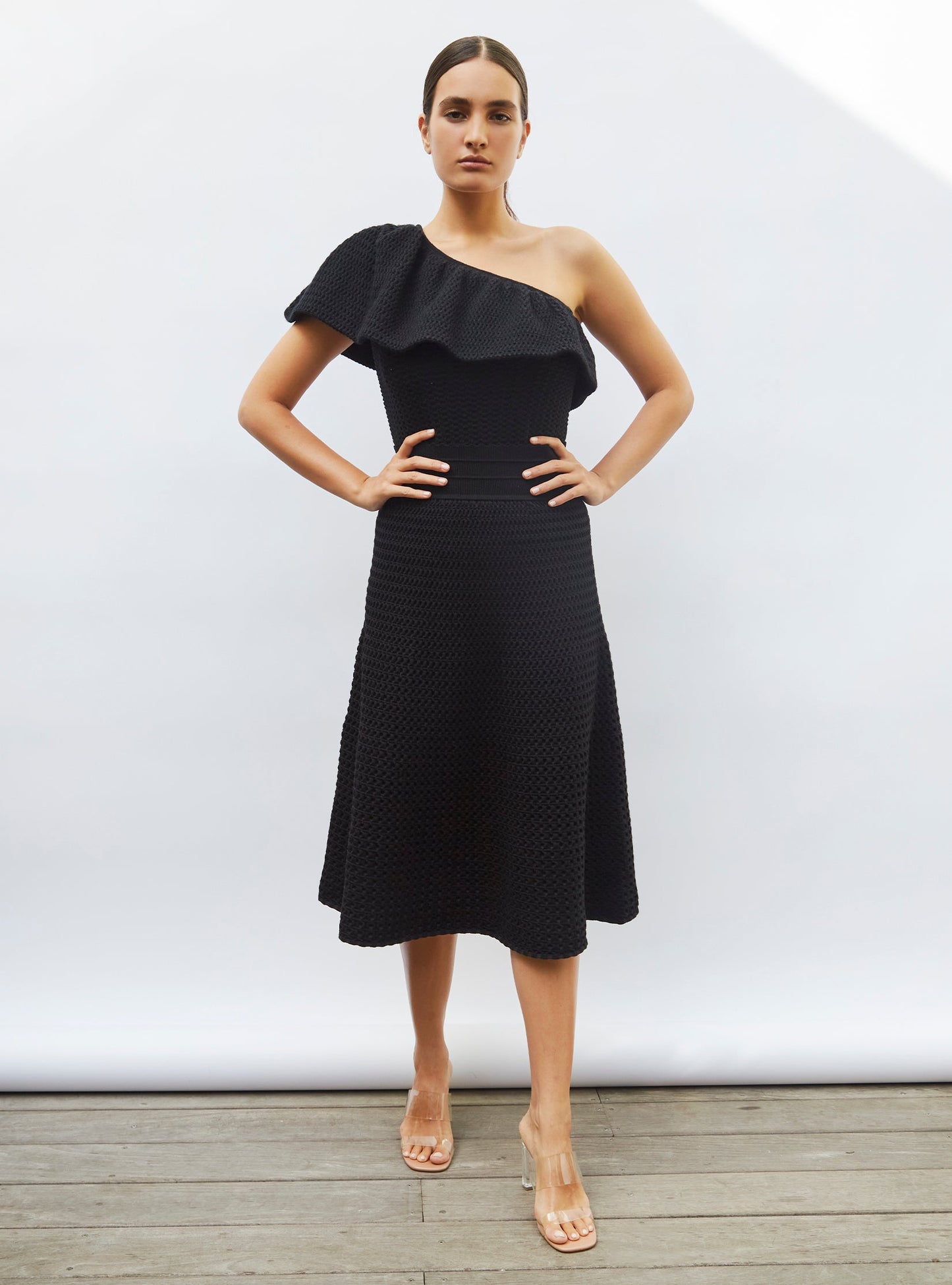 jupe midi maille smockée