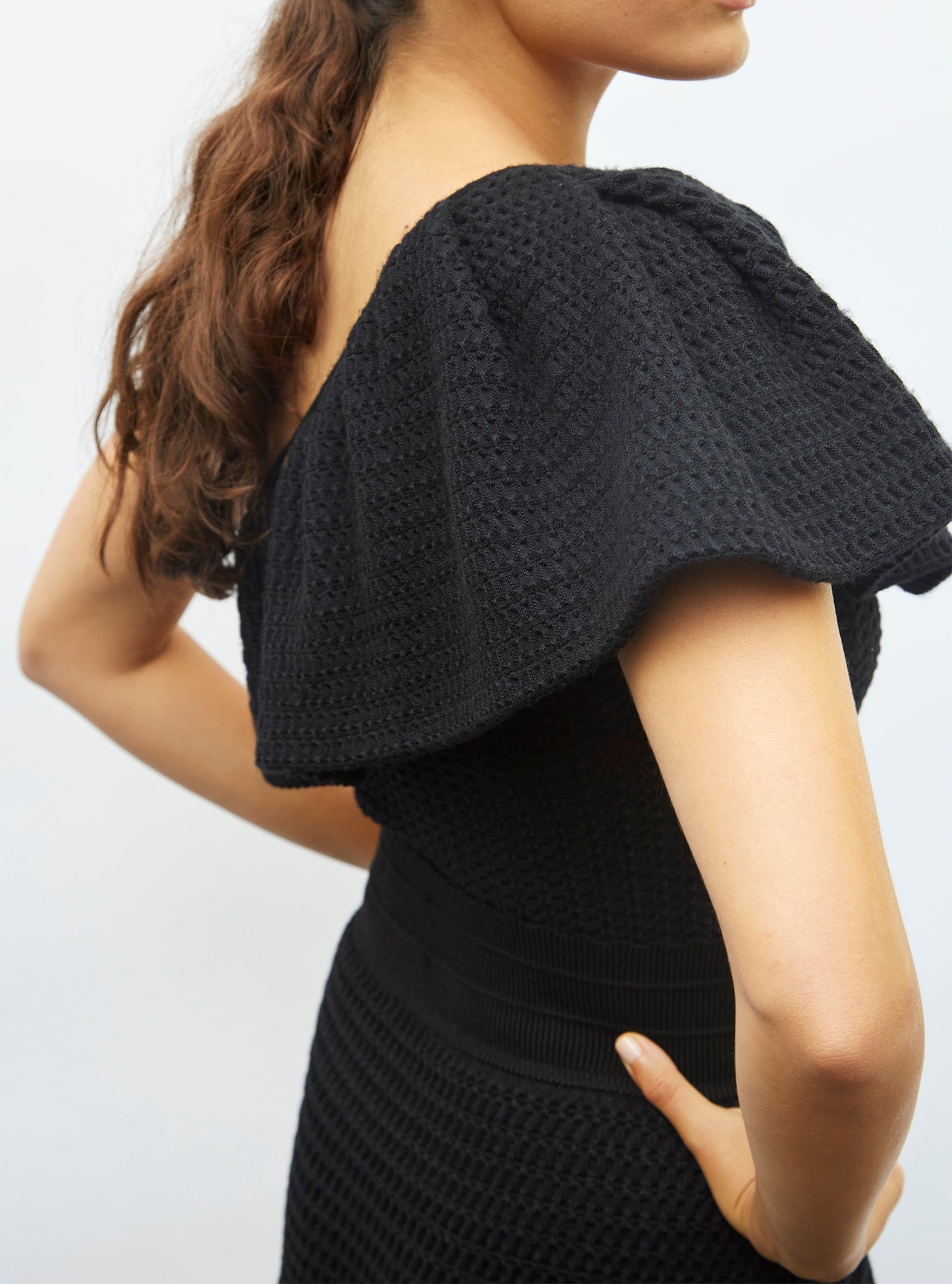 one shoulder en maille smockée