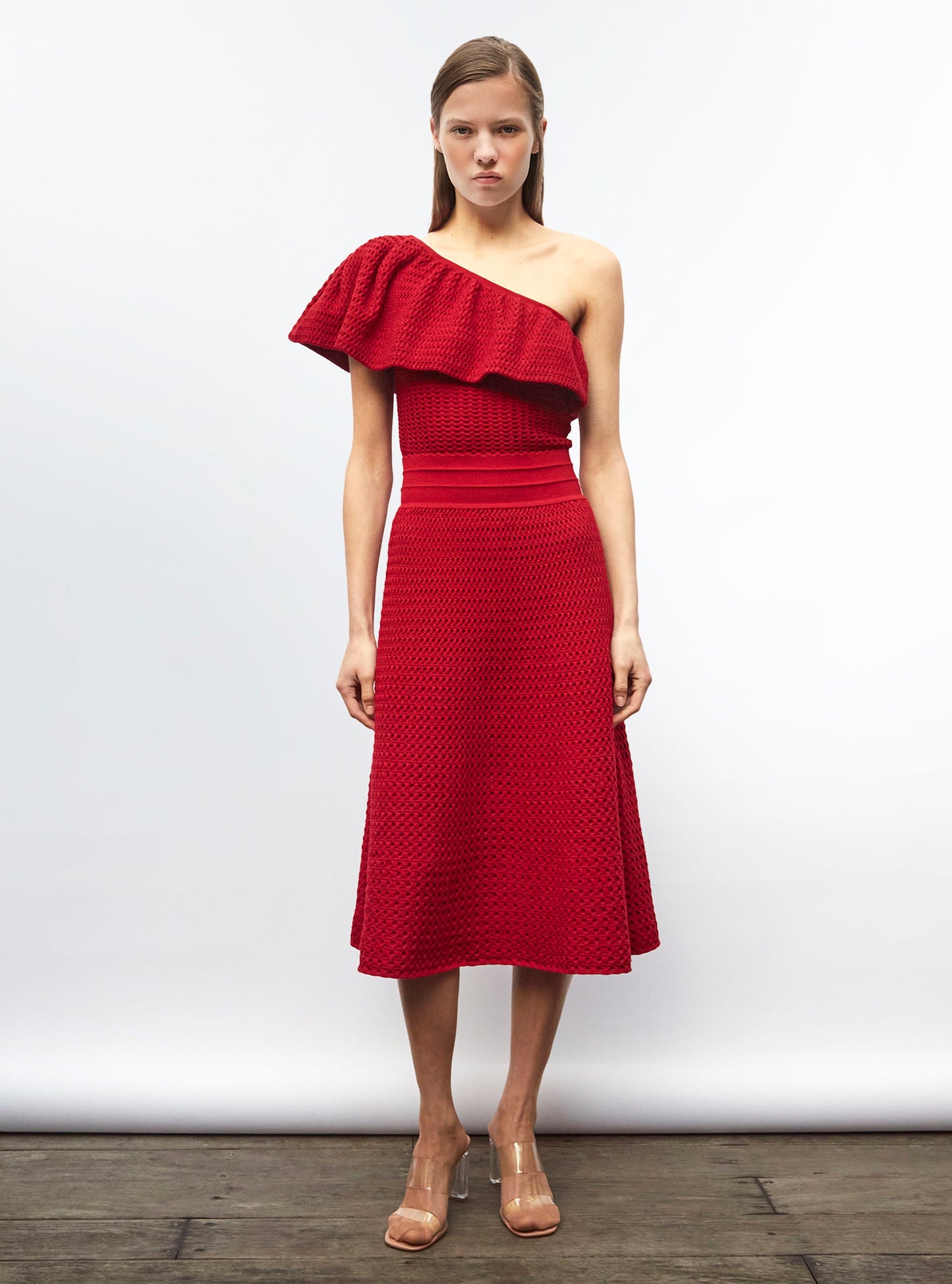 one shoulder en maille smockée