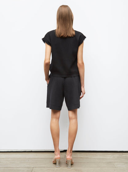 top en maille à franges