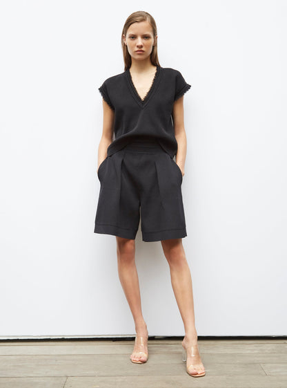 top en maille à franges