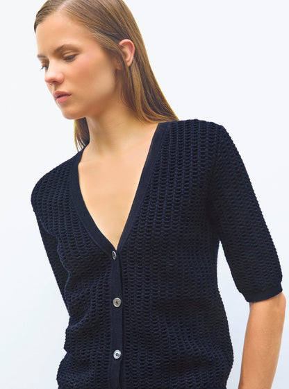 cardigan v maille smockée