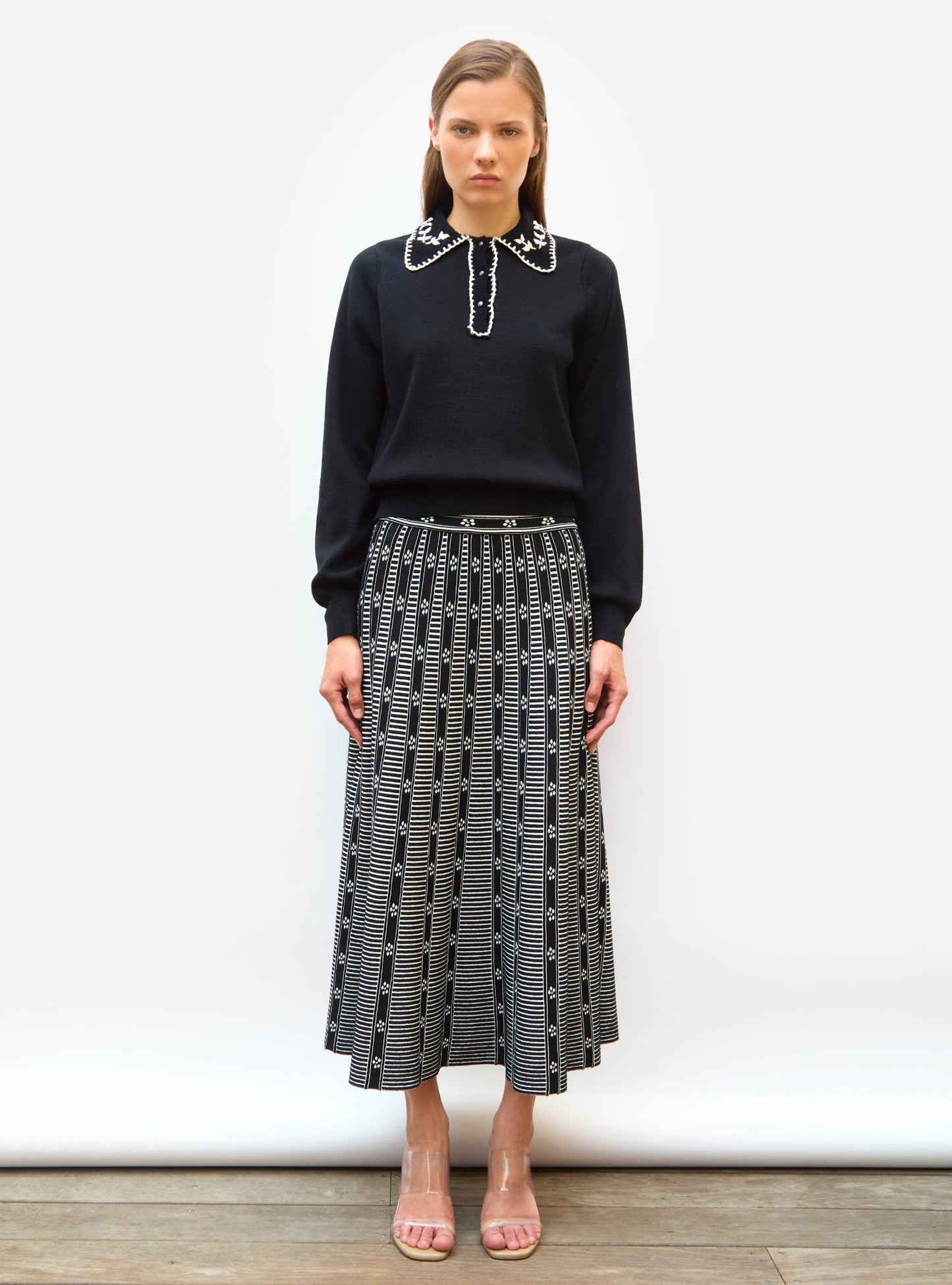 chemise maille brodée main