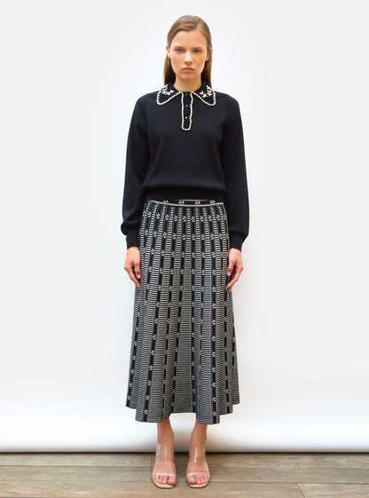 chemise maille brodée main