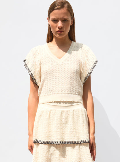 top v maille pointelle