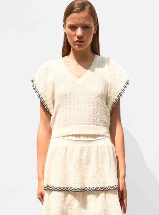 top v maille pointelle