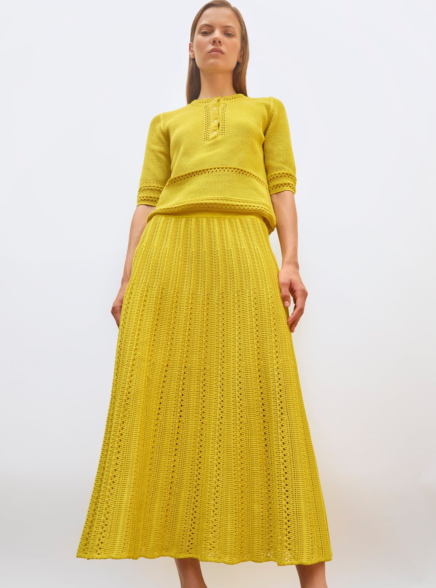 jupe longue maille guipure