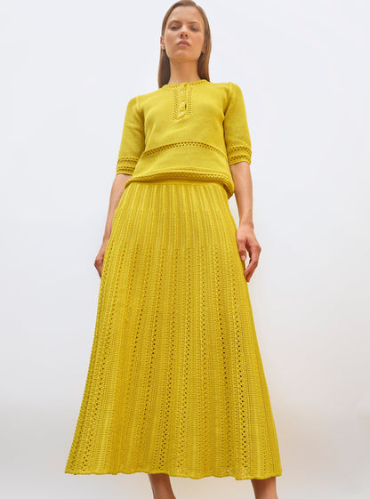 jupe longue maille guipure