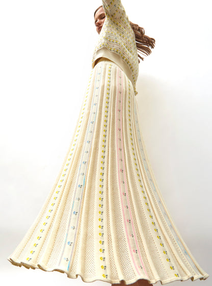 jupe fluide maille herbier