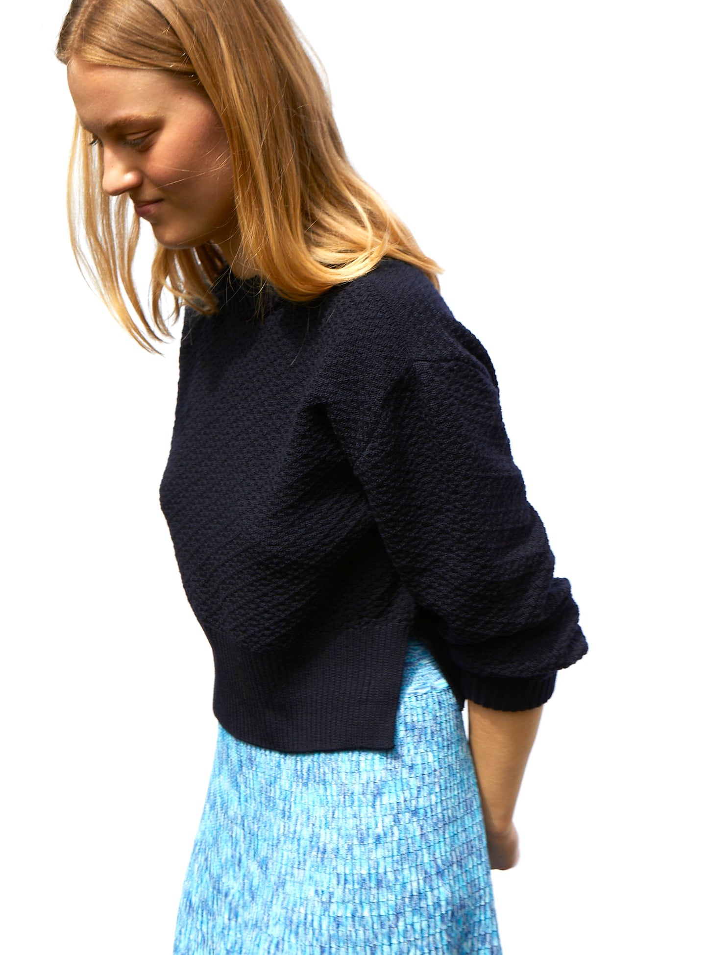 pull court maille damier
