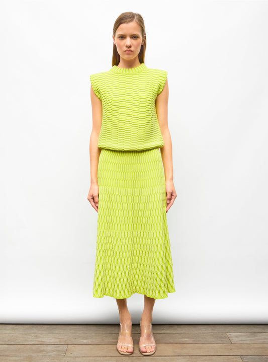 jupe longue maille zellige unie
