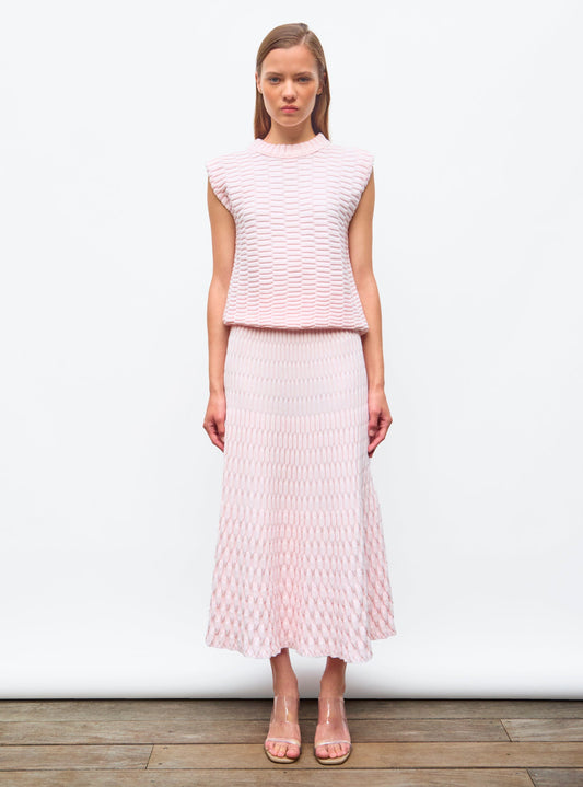 jupe longue maille zellige unie