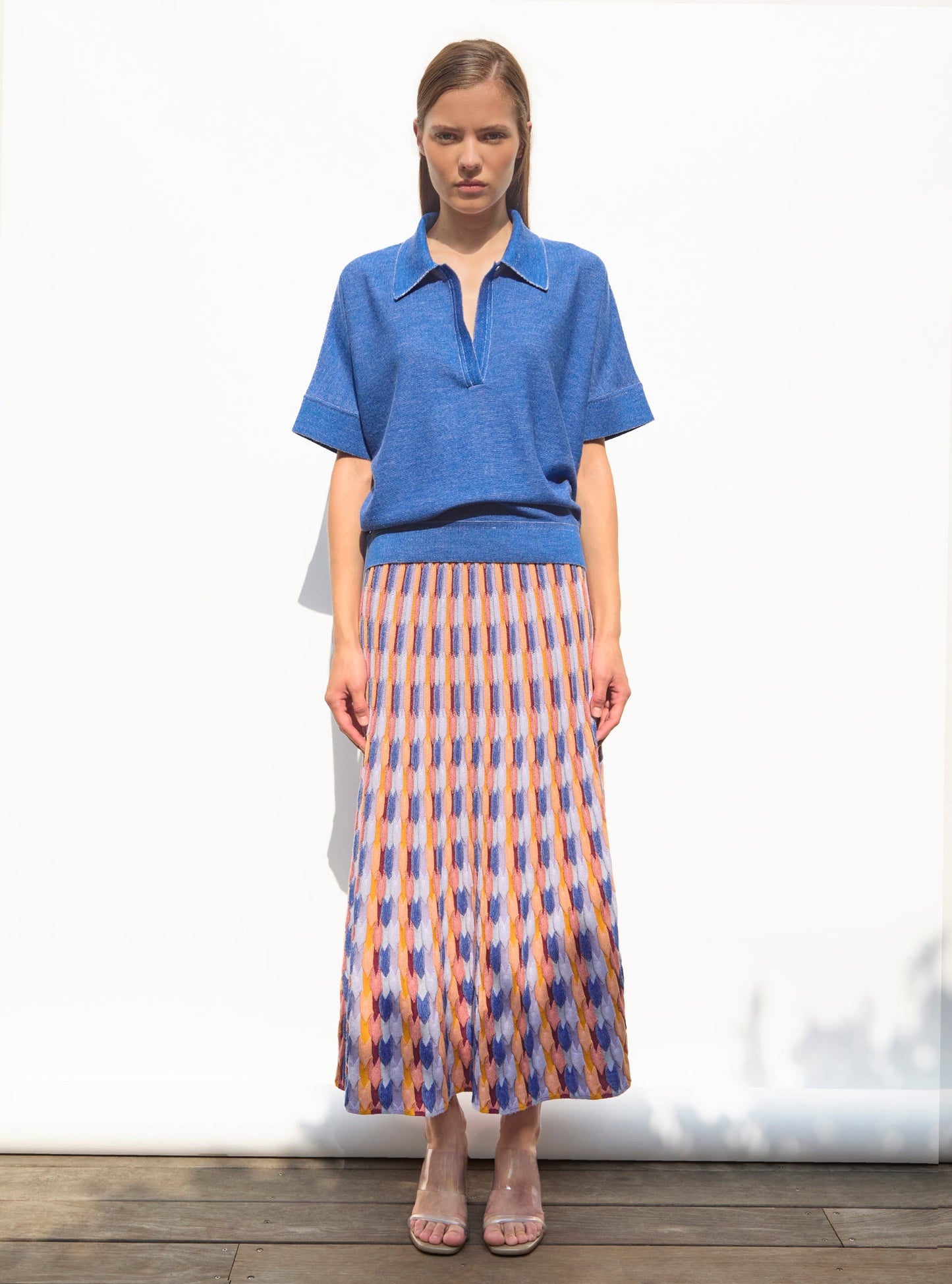 jupe longue maille zellige multicolore