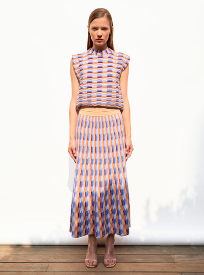 jupe longue maille zellige multicolore