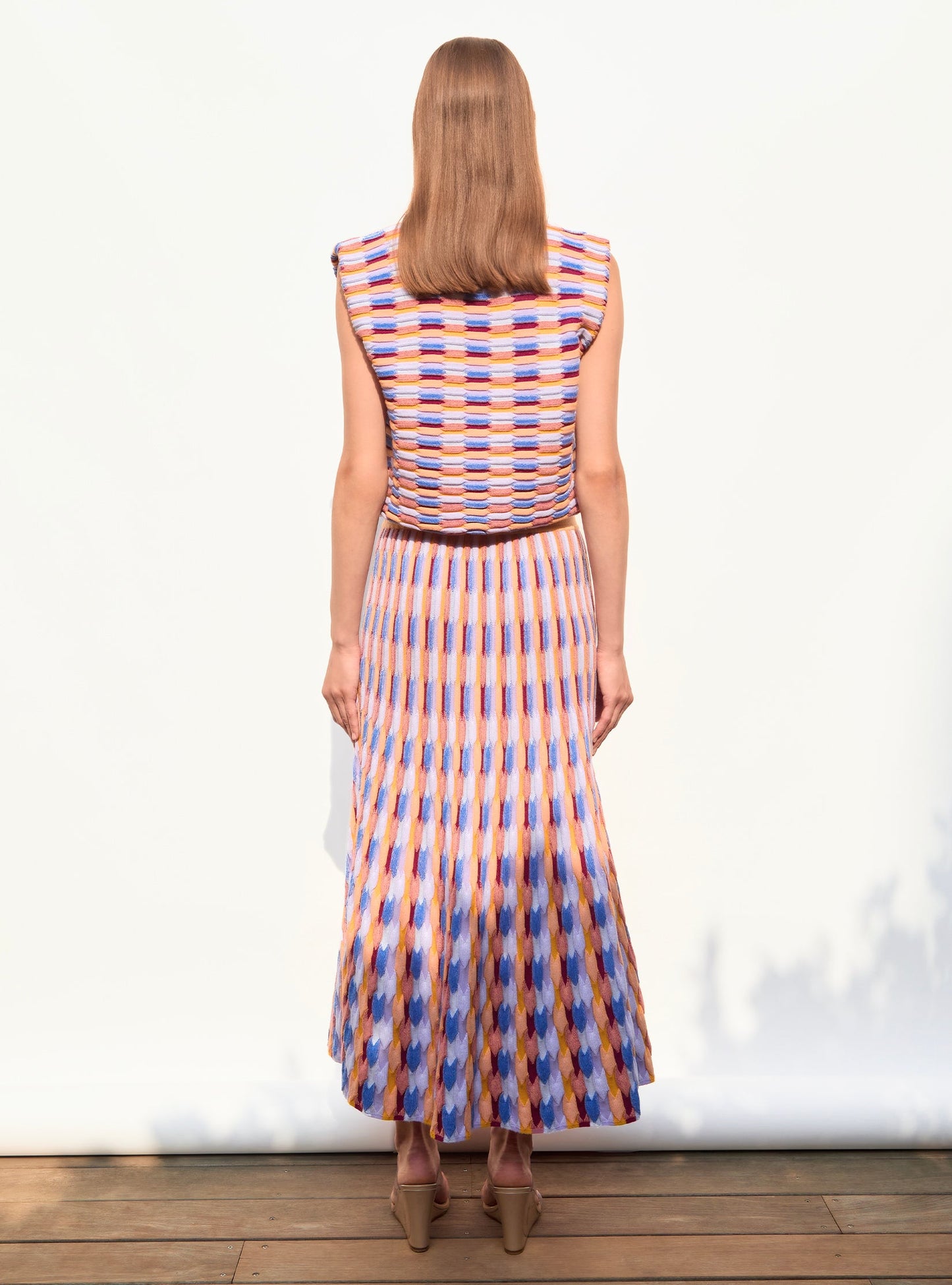 jupe longue maille zellige multicolore