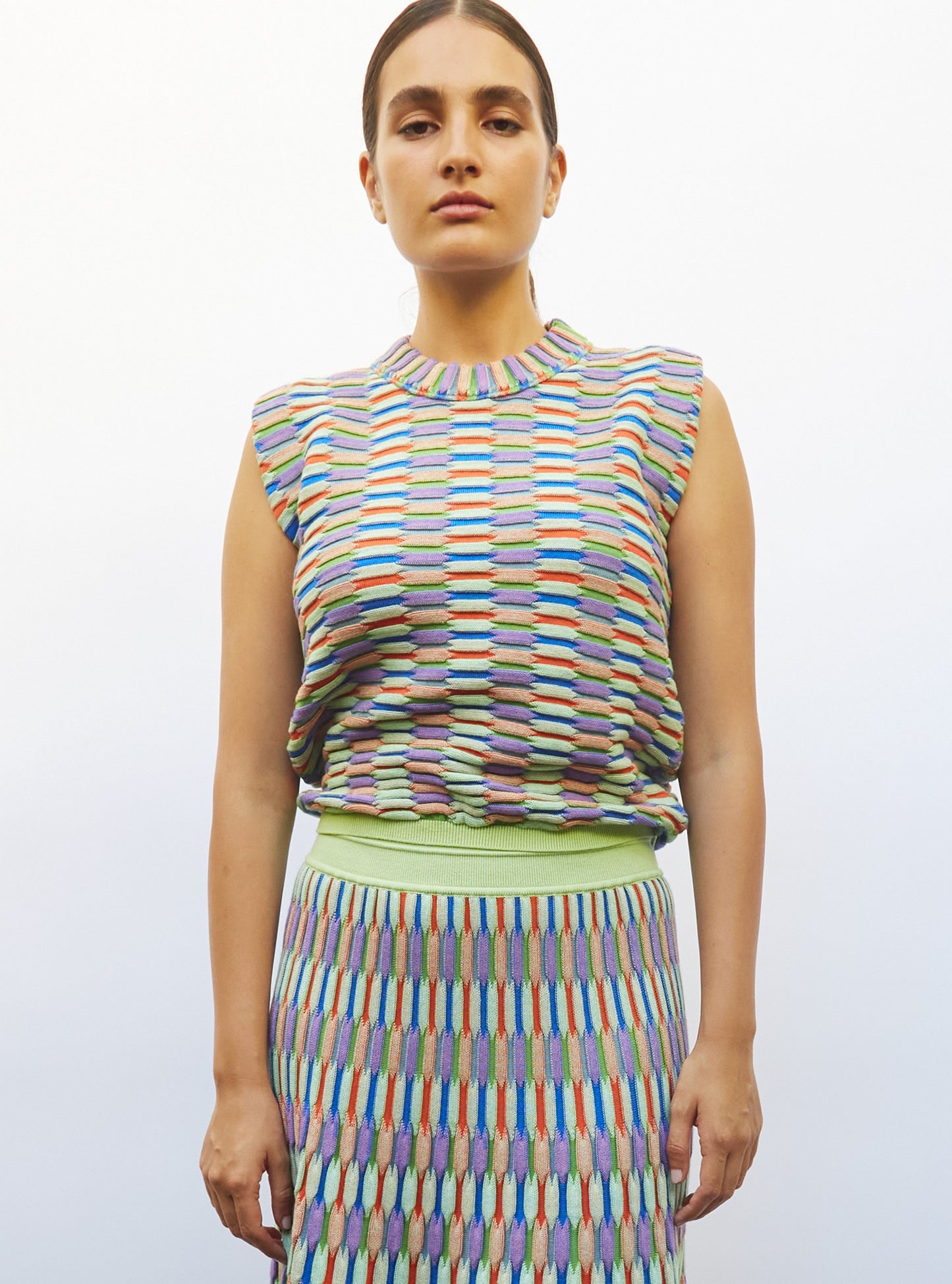 top maille zellige multicolore