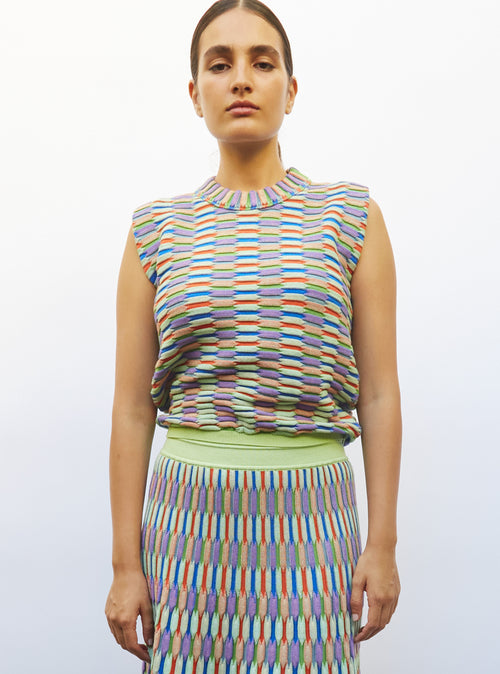 top maille zellige multicolore