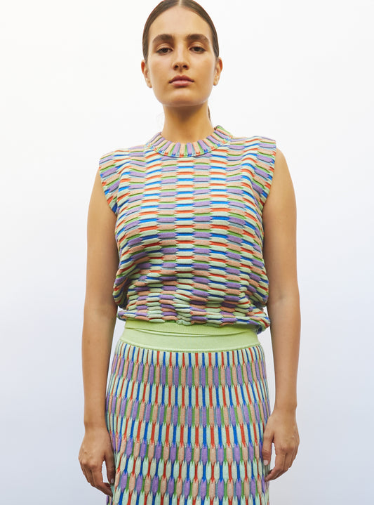 top maille zellige multicolore