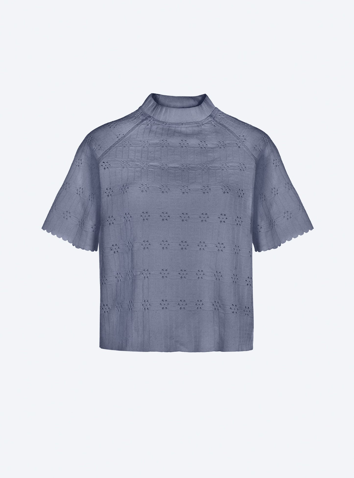 top en maille à fleur ajourée