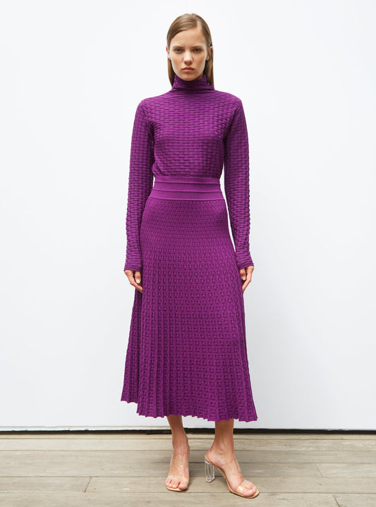 jupe longue maille cannage