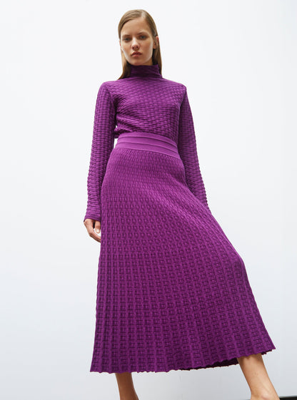 jupe longue maille cannage