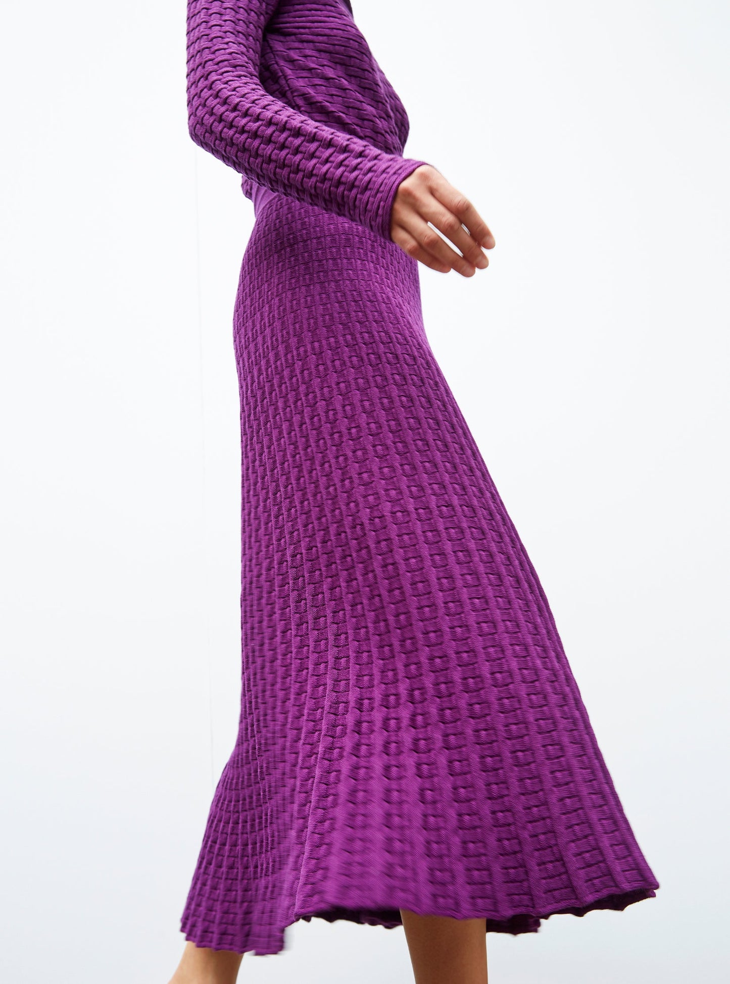 jupe longue maille cannage