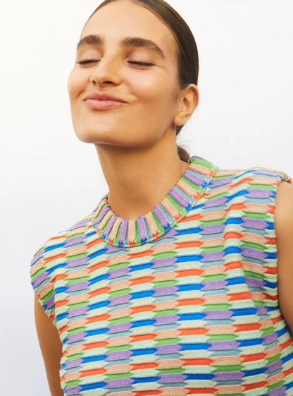 top maille zellige multicolore