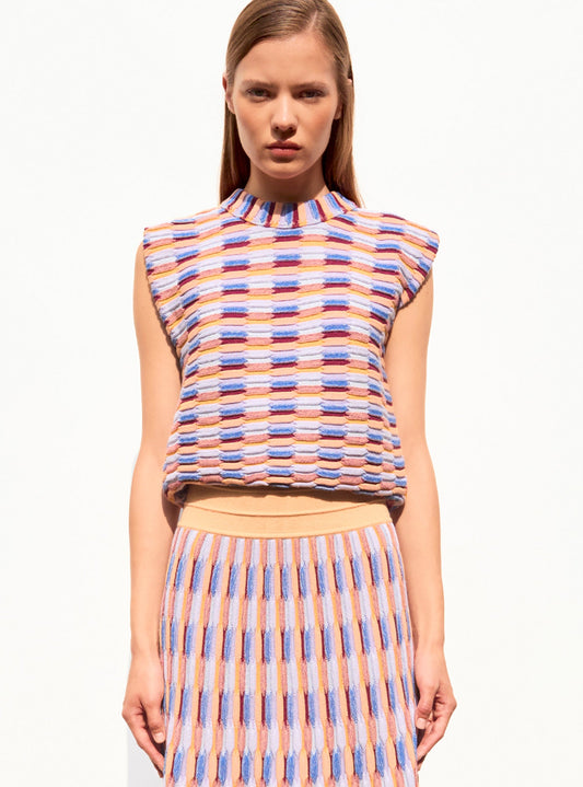 top maille zellige multicolore