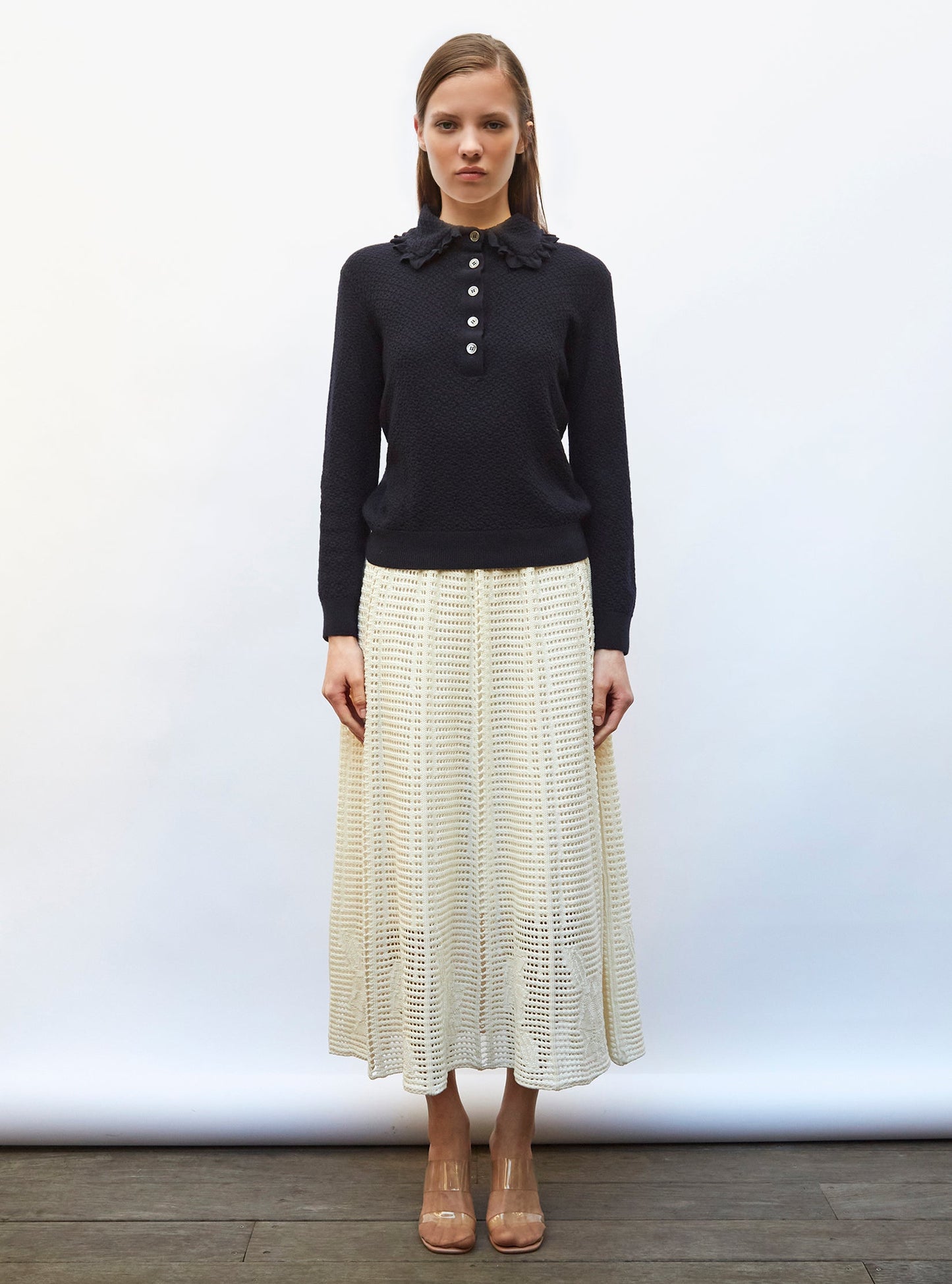 polo couture en maille damier