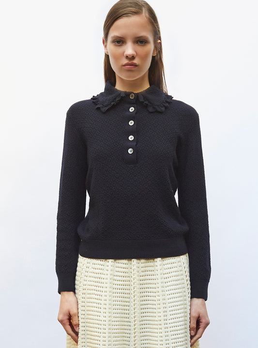 polo couture en maille damier