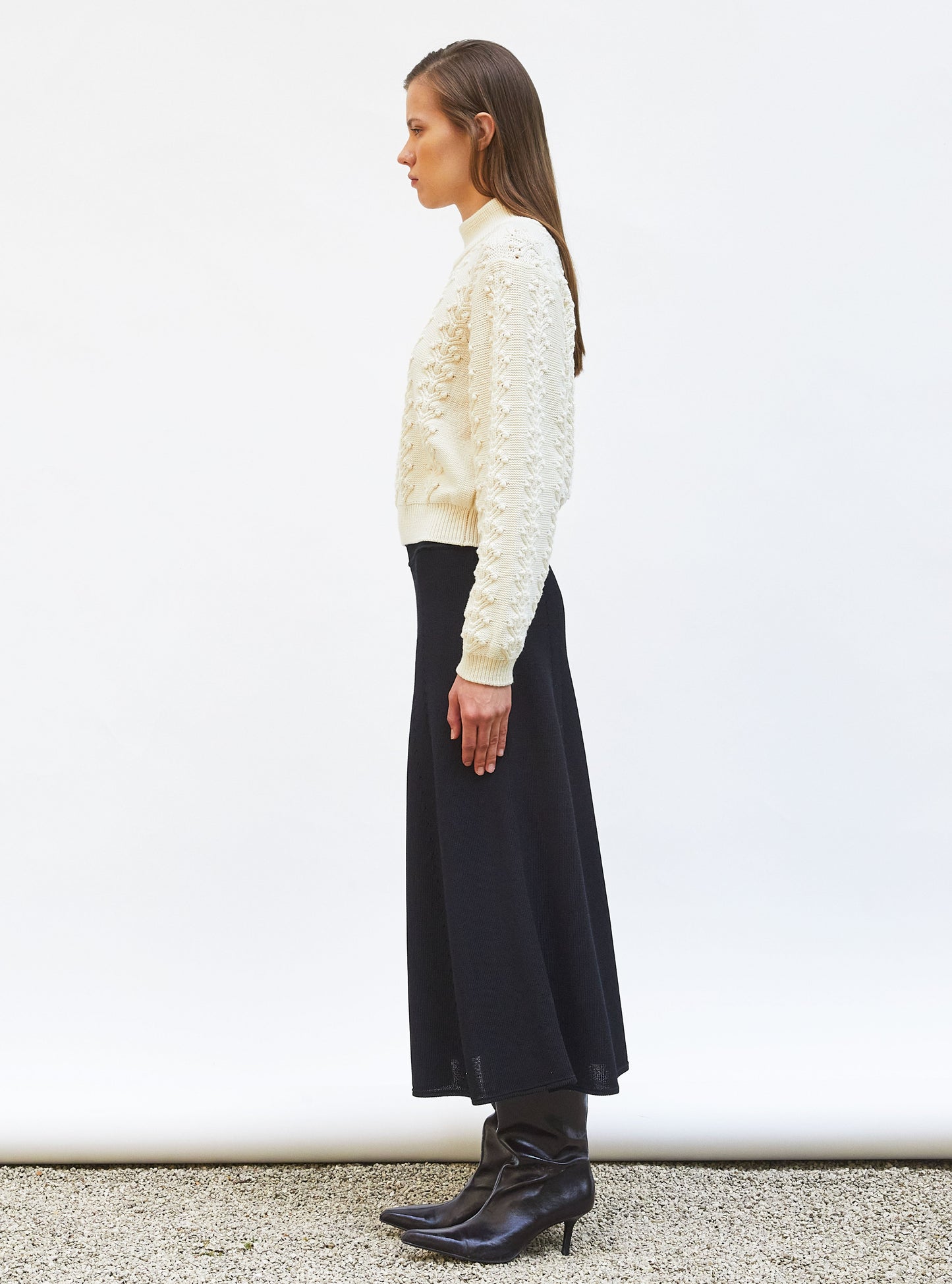 pull en maille motif floral