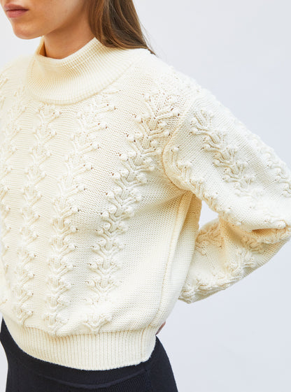 pull en maille motif floral