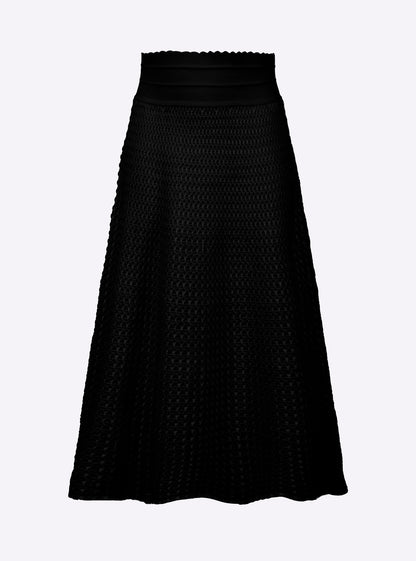 jupe midi maille smockée