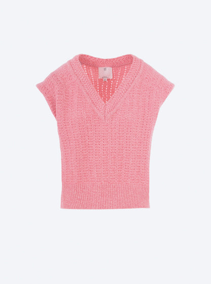 top en maille à larges épis